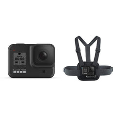 Gopro Action Cameras Hero 8 + Chesty GoPro Hero 8 Hypersmooth Streamlined 4k Action Camera - Black with 2 Year Warranty