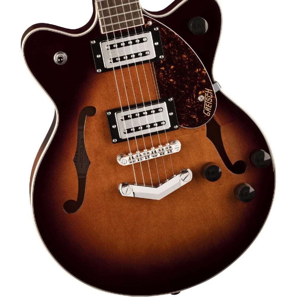 gretsch electric guitars gretsch g2655 streamliner centar block jr double-cut with v-stoptail 6 string electric guitar   #color_forge-glow-maple