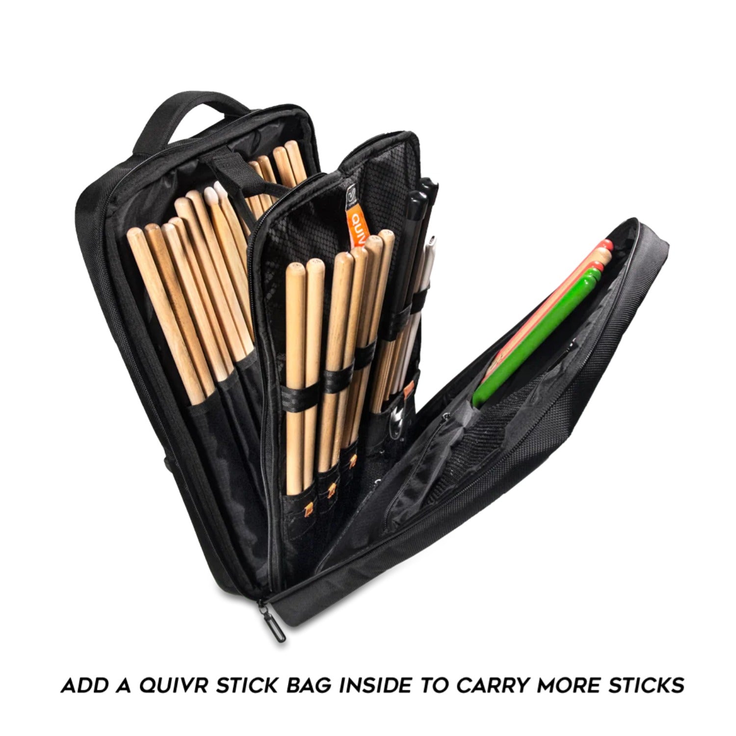 Gruv Gear Drumstick Bags and Holders GruvGear QUIVR-TR-BLK Drum Stick Gigbag