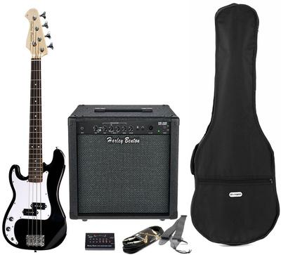 harley benton bass guitars harley benton pb-shorty lh bk std. set 2