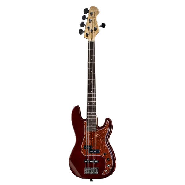 harley benton bass guitars harley benton pj-5 deluxe series 5-strings electric bass guitar - hot rod trans red