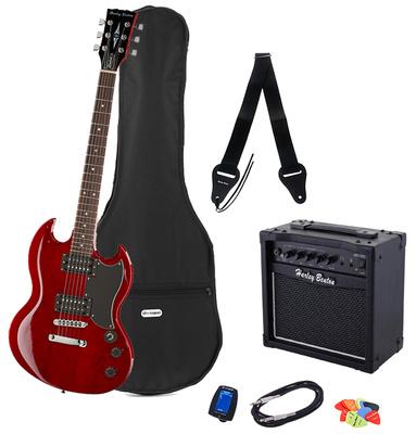 harley benton electric guitars harley benton dc-200 ch student serie bundle
