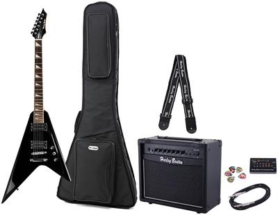 harley benton electric guitars harley benton r-10 bk rock series bundle 1