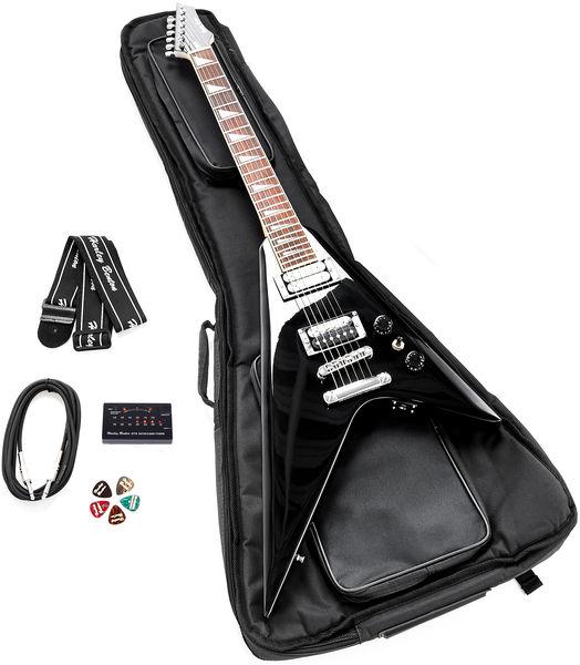 harley benton electric guitars harley benton r-10 bk rock series bundle 1