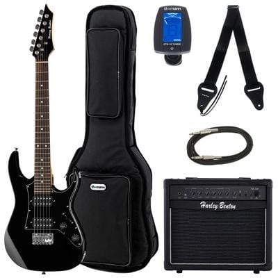 harley benton electric guitars harley benton rg-junior bk bundle 1