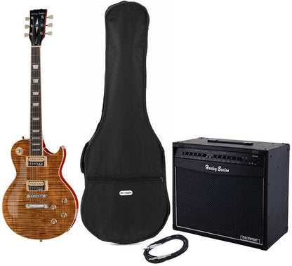 harley benton electric guitars harley benton sc-550 paradise amber f bundle