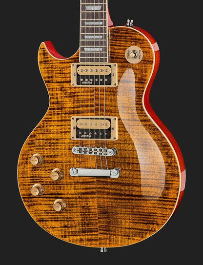 harley benton electric guitars harley benton sc-550lh paradise amber flame