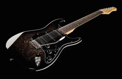 harley benton electric guitars harley benton st-70 black paisley