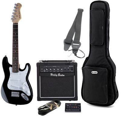 harley benton electric guitars harley benton st-mini bk bundle 2