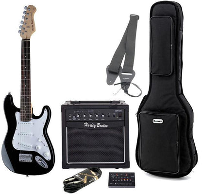 harley benton electric guitars harley benton st-mini bk bundle 2
