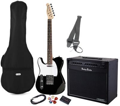 harley benton electric guitars harley benton te-20 bk lh standard set 4