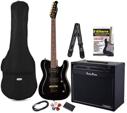 harley benton electric guitars harley benton te-40 tbk bundle 3