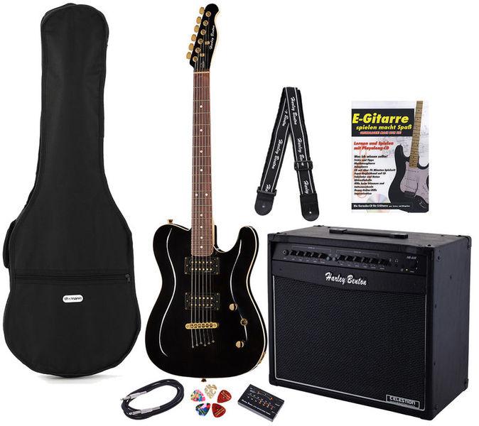 harley benton electric guitars harley benton te-40 tbk bundle 3