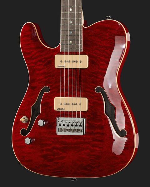 harley benton electric guitars harley benton te-90qm lh trans red