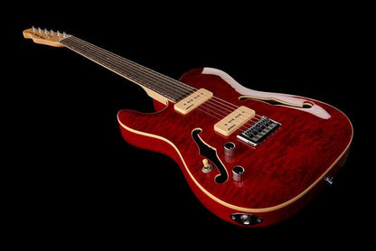 harley benton electric guitars harley benton te-90qm lh trans red