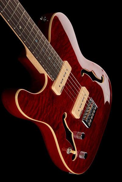 harley benton electric guitars harley benton te-90qm lh trans red