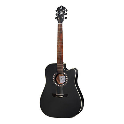 harley benton electro acoustic guitars black satin harley benton cld-10sce dreadnought cutaway electro acoustic guitar   