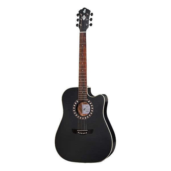 harley benton electro acoustic guitars black satin harley benton cld-10sce dreadnought cutaway electro acoustic guitar   #color_black-satin