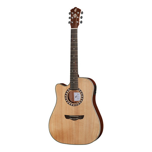 harley benton electro acoustic guitars harley benton cld-1048sce lh dreadnought cutaway electro acoustic guitar - natural matte