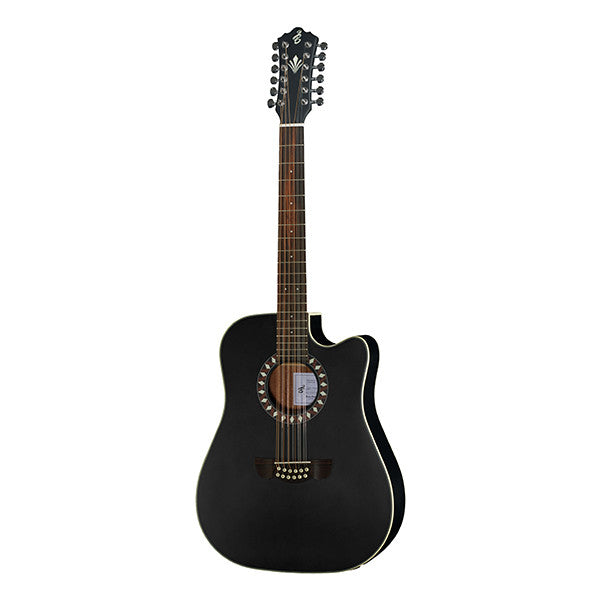 harley benton electro acoustic guitars harley benton hb custom line cld-10sce-12 dreadnought cutaway electro acoustic guitar - black matte