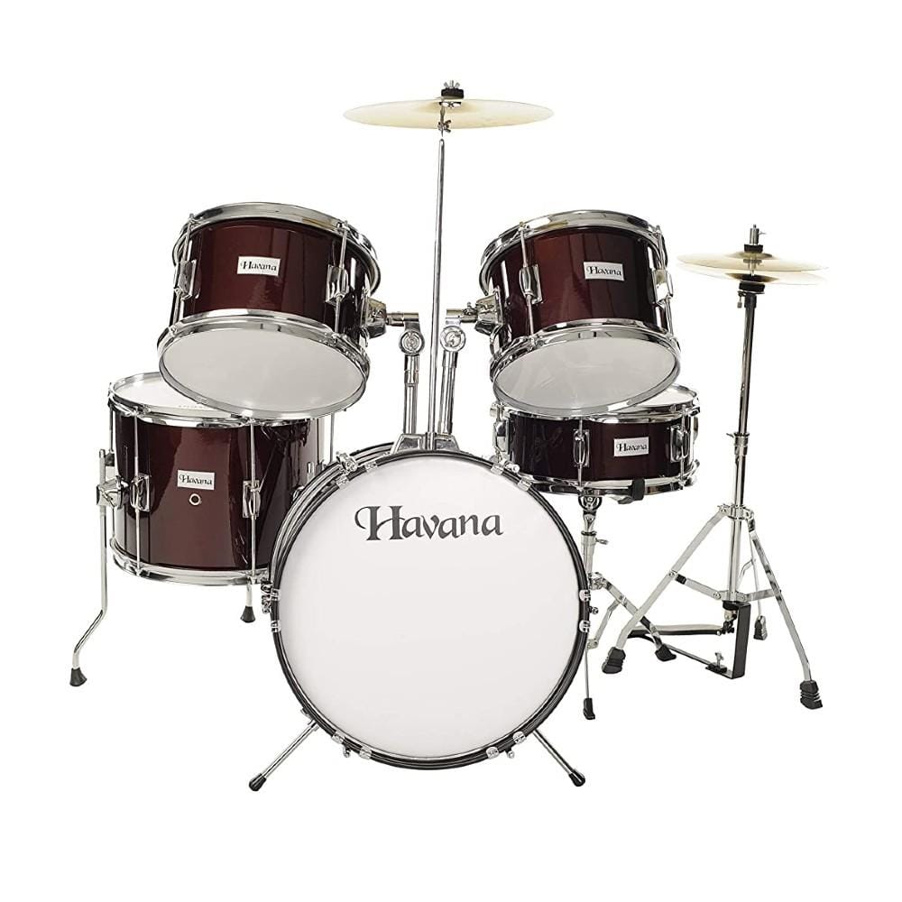 Havana Acoustic Drum Kits Havana 104-5WR 5-Piece Junior Acoustic Drum Set With Hardware- Wine Red
