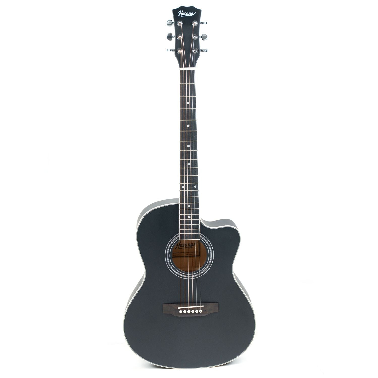 Havana Acoustic Guitars Matte Black Havana 39" Cutaway 6 String Acoustic Guitar