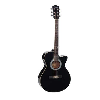 havana electro acoustic guitars black havana 39inch cutaway electro acoustic guitar with 5 band eq & gt-3 tuner 