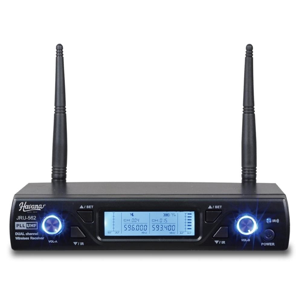 Havana Wireless Systems Havana JRU-562 UHF Dual Channel Wireless Receiver & HT-51C Handheld Wireless Microphone System