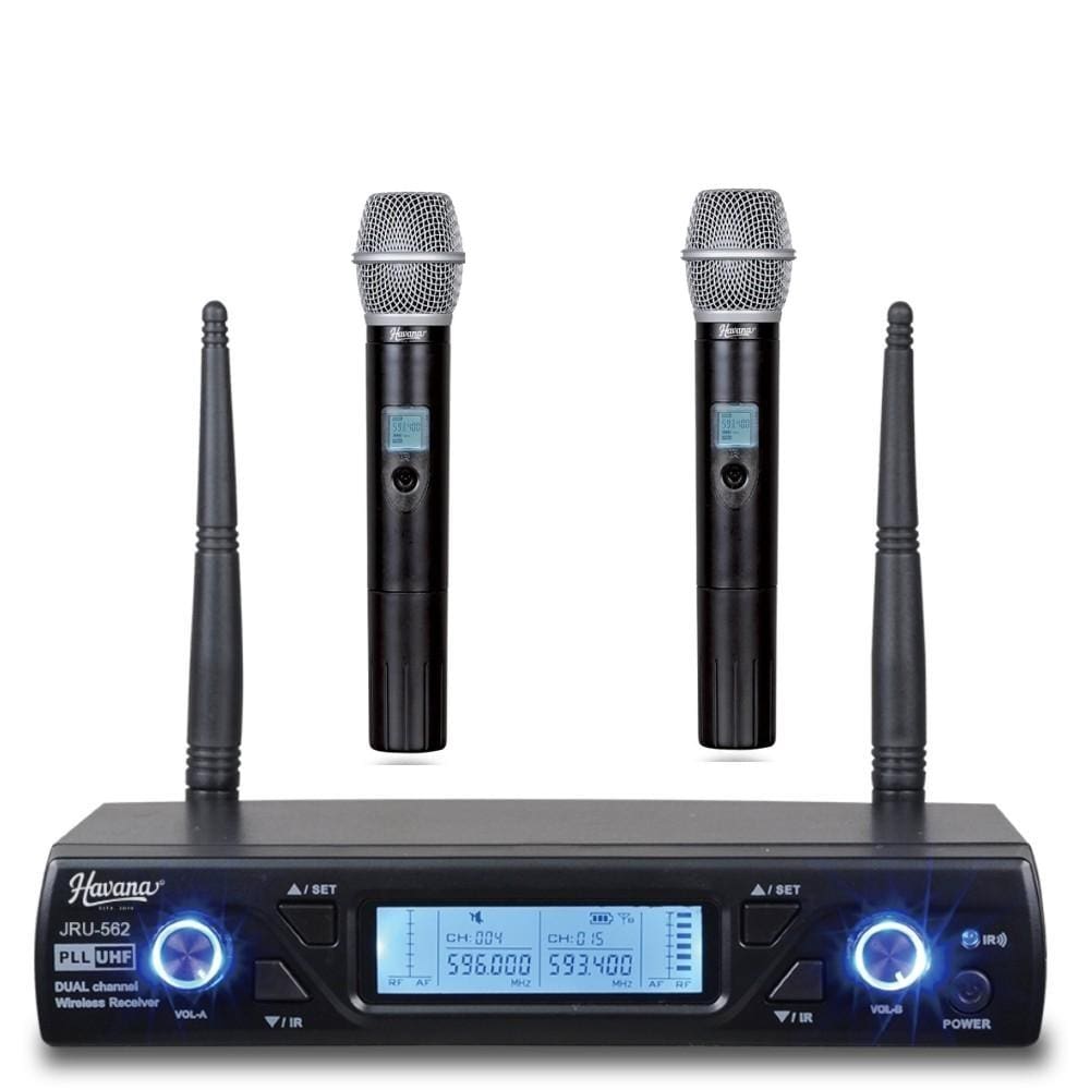 Havana Wireless Systems Havana JRU-562 UHF Dual Channel Wireless Receiver & HT-51C Handheld Wireless Microphone System