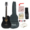 Henrix Acoustic Guitars Acoustic / Matte Black / Left Handed Henrix PRO 38C 38 Inch 6 String Cutaway Acoustic Guitar