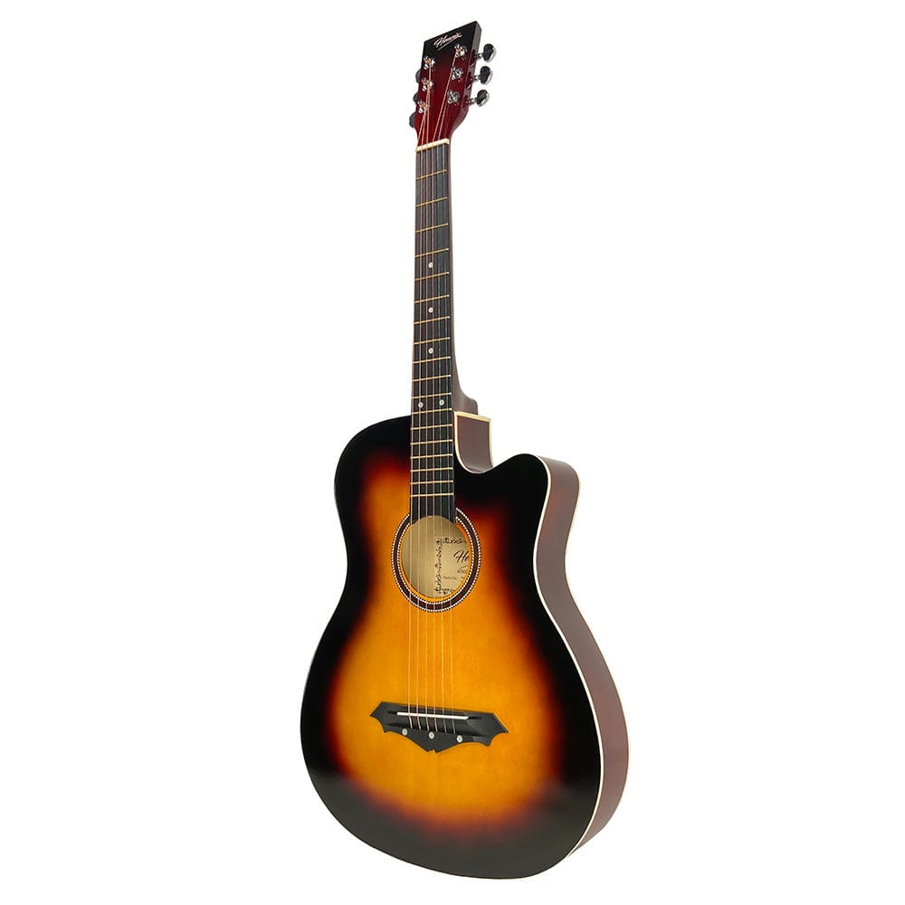 Henrix Acoustic Guitars Henrix 38C 38 Inch Cutaway Acoustic Guitar with Dual Action Truss Rod, Gigbag, Picks, String Set, Strap, Cloth & Ebook