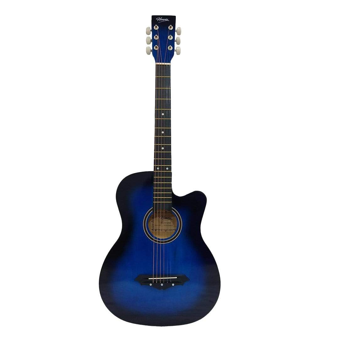 henrix acoustic guitars henrix 38c 38 inch cutaway acoustic guitar with dual action truss rod, gigbag, picks, string set, strap, cloth & ebook - open box