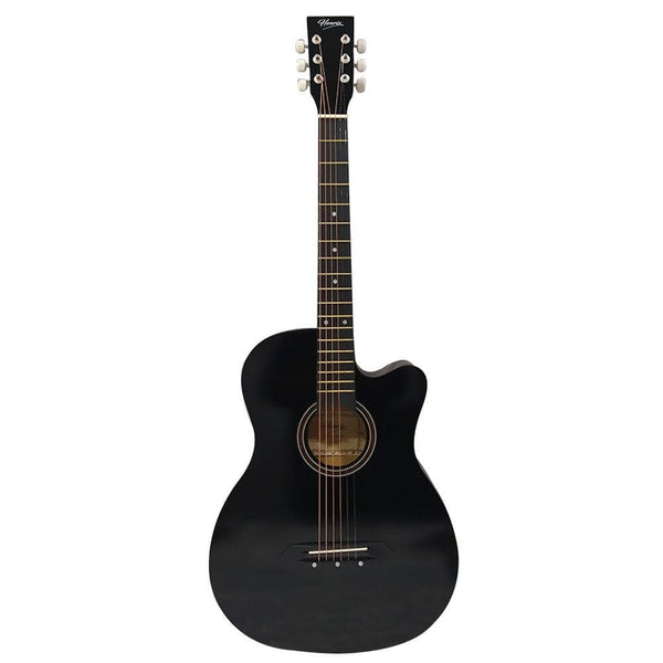 henrix acoustic guitars henrix 38c cutaway acoustic guitar - black - open box
