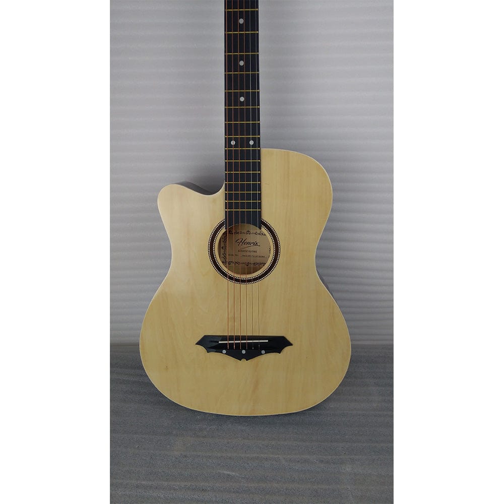 henrix acoustic guitars henrix 38c cutaway acoustic guitar with dual action truss rod, gigbag, picks, string set, strap, cloth & ebook - left handed - open box b stock 