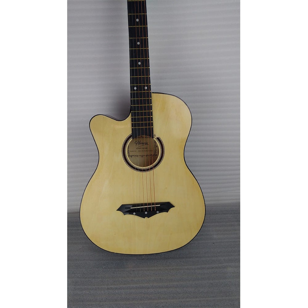 henrix acoustic guitars henrix 38c cutaway acoustic guitar with dual action truss rod, gigbag, picks, string set, strap, cloth & ebook - open box b stock   #barcode_202101680818