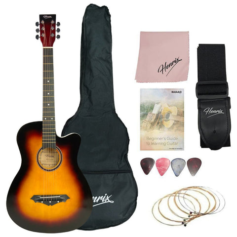 Buy Henrix 38C 38 Inch Cutaway Acoustic Guitar with Dual Action