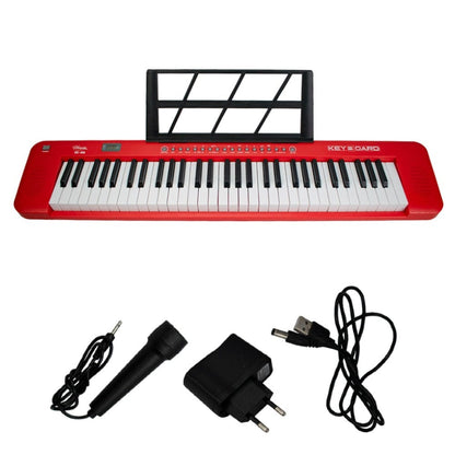 henrix portable keyboards henrix kb-601 portable 61 full size keys keyboard with adapter and microphone - red - open box