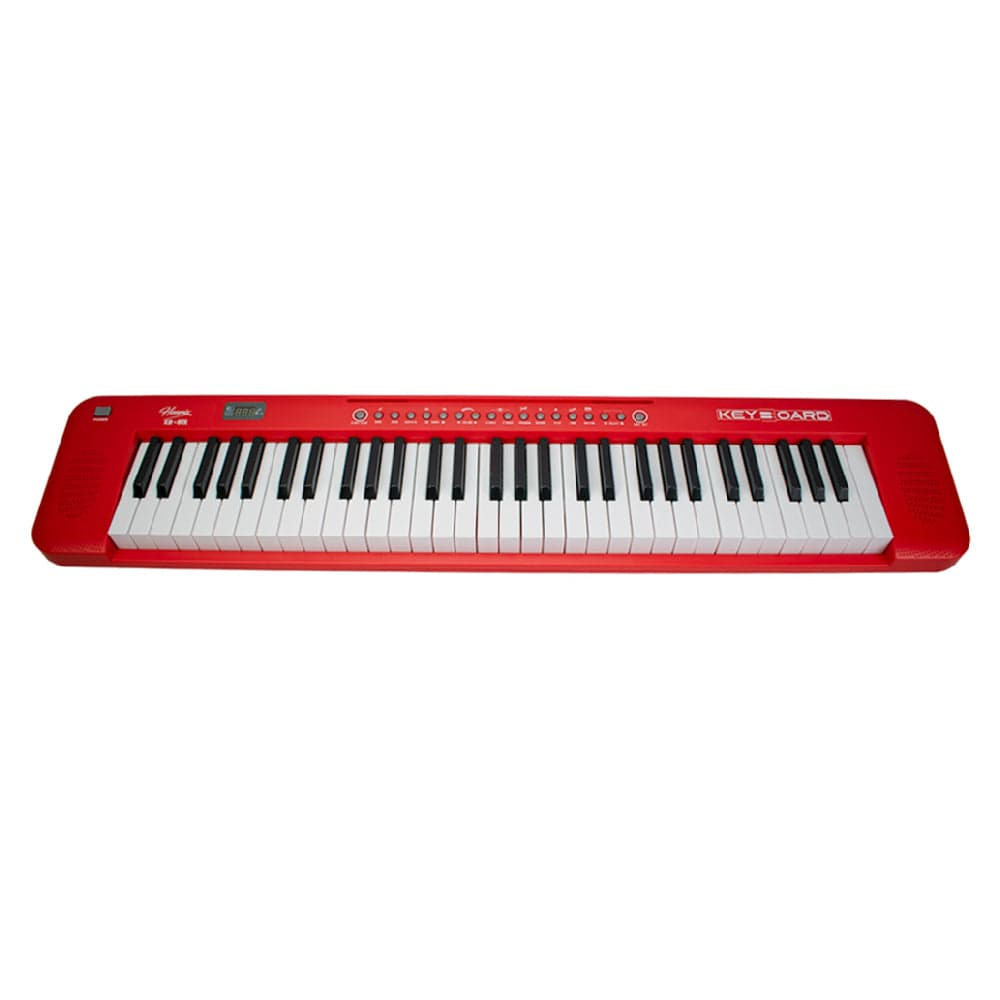 henrix portable keyboards henrix kb-601 portable 61 full size keys keyboard with adapter and microphone - red - open box