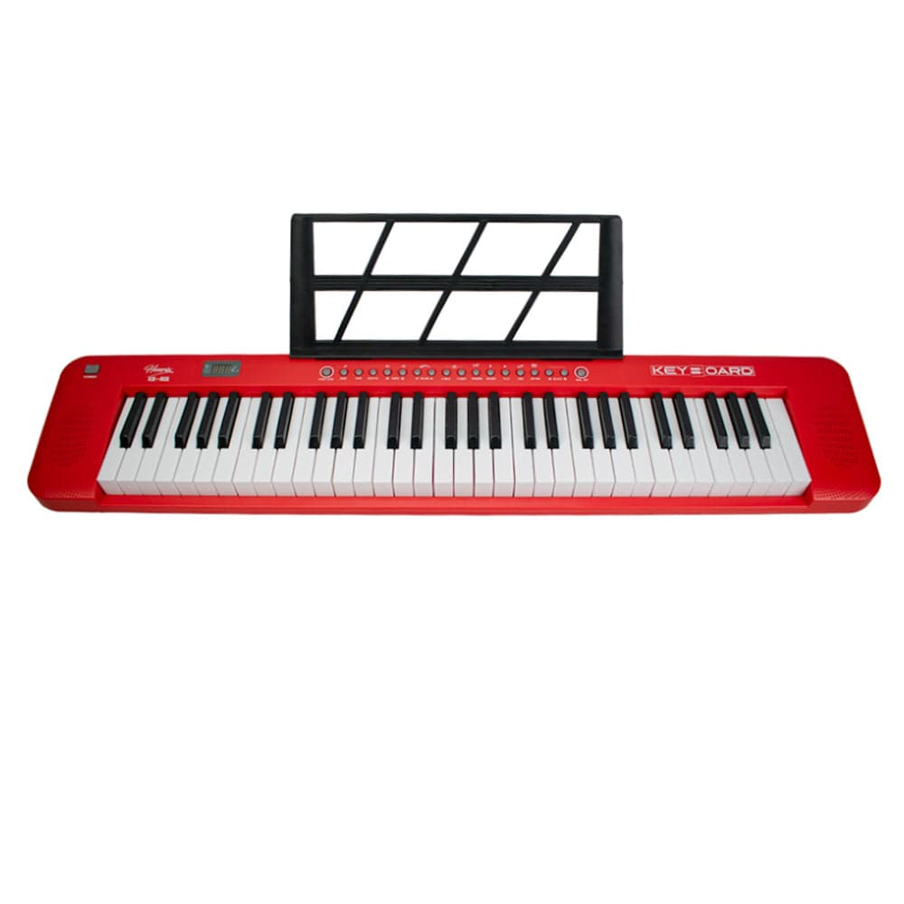 henrix portable keyboards henrix kb-601 portable 61 full size keys keyboard with adapter and microphone - red - open box