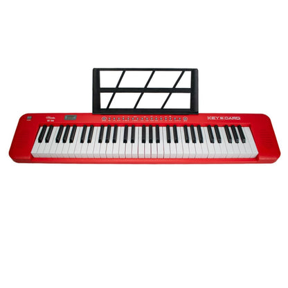 henrix portable keyboards henrix kb-601 portable 61 full size keys keyboard with adapter and microphone - red - open box