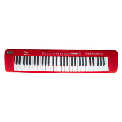 henrix portable keyboards henrix kb-601 portable 61 full size keys keyboard with adapter and microphone - red - open box