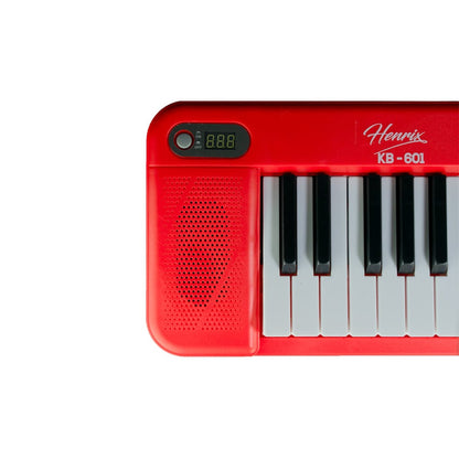 henrix portable keyboards henrix kb-601 portable 61 full size keys keyboard with adapter and microphone - red - open box