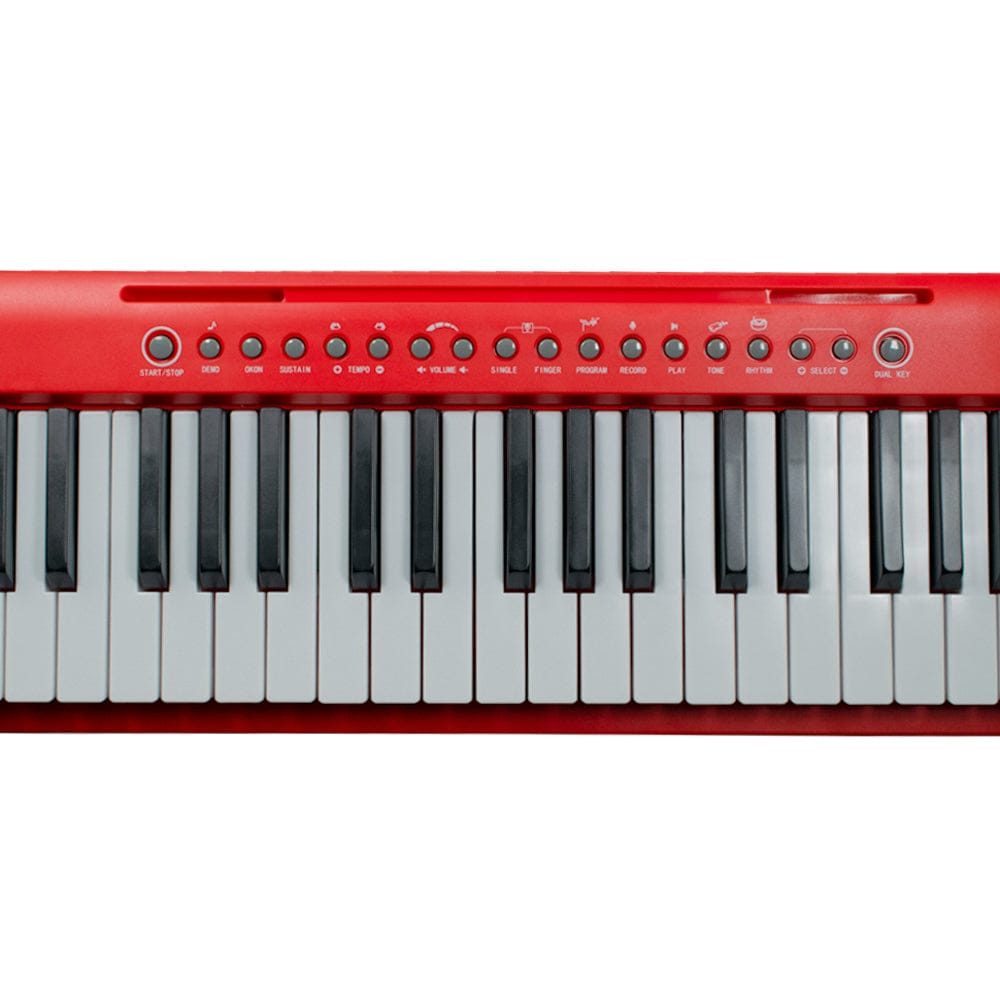 henrix portable keyboards henrix kb-601 portable 61 full size keys keyboard with adapter and microphone - red - open box