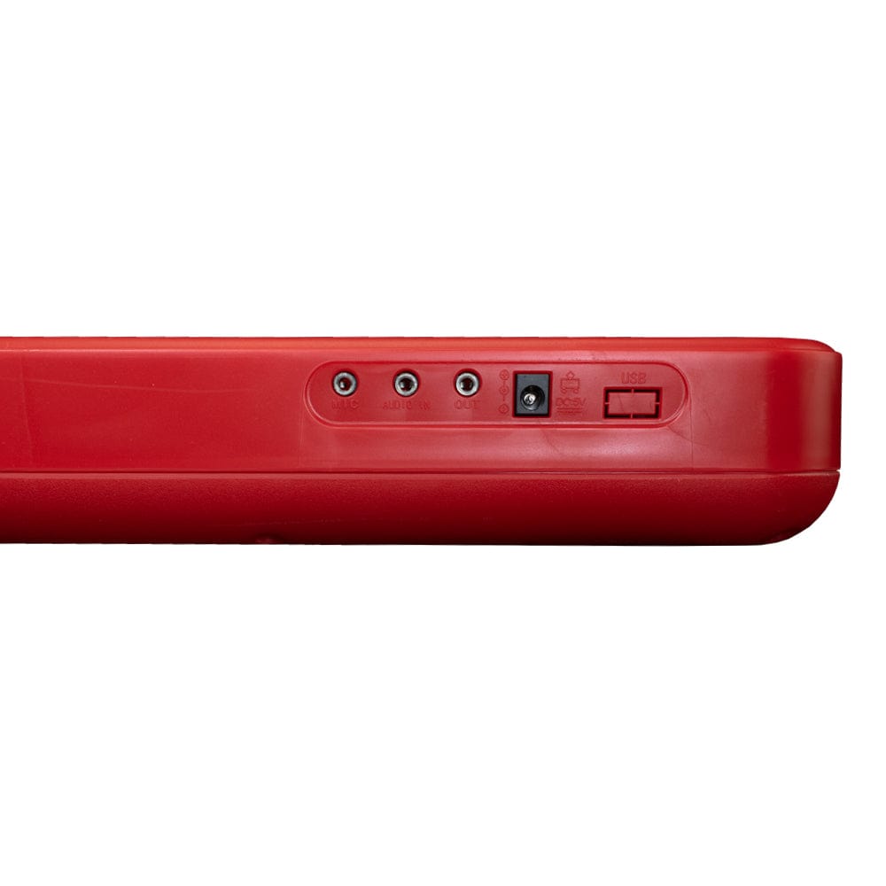 henrix portable keyboards henrix kb-601 portable 61 full size keys keyboard with adapter and microphone - red - open box