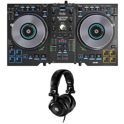 hercules dj dj controller interfaces hercules dj control jogvision with hdp dj m40.1 headphones