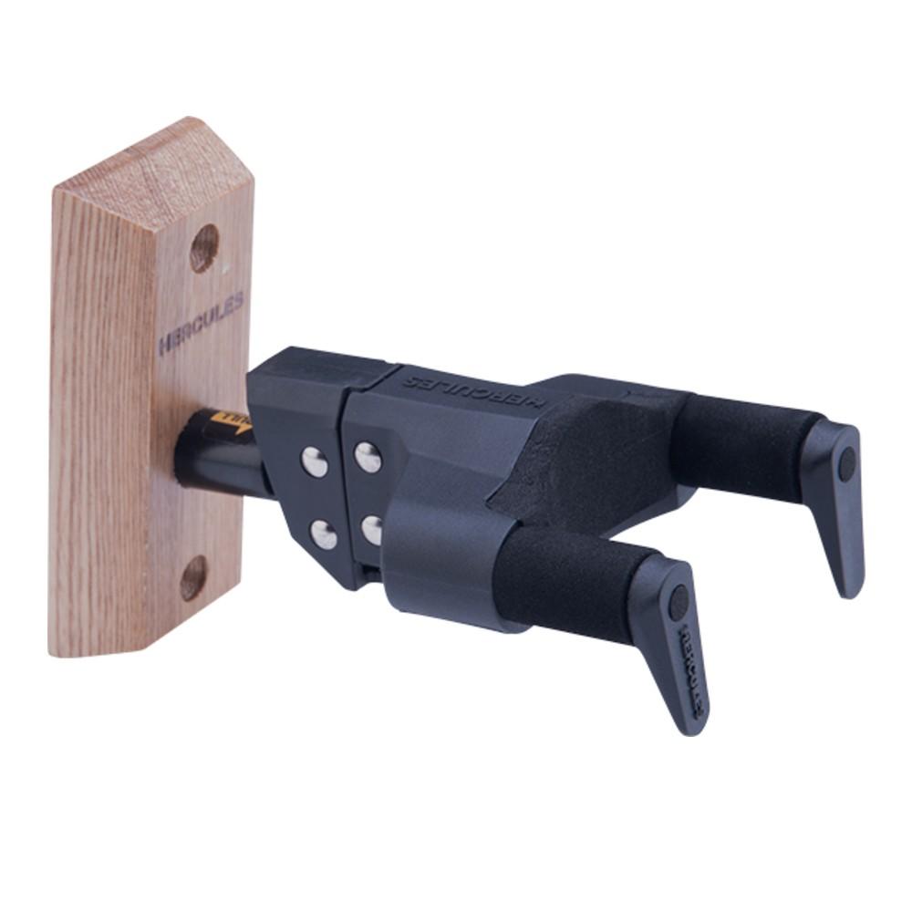 Hercules Ukulele Stands and Holders Hercules USP10WB Ukulele Hanger Auto Grip Wooden Wall Mount - Black