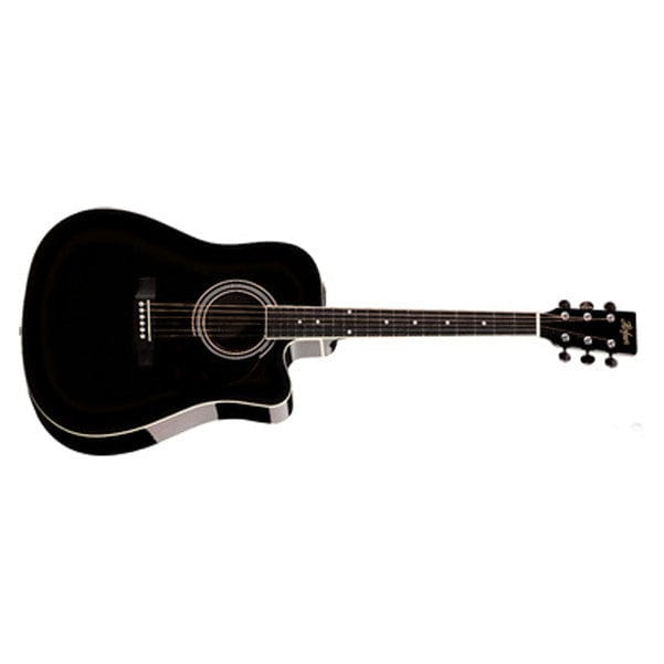 hofner acoustic guitars black hofner has-dc01 dreadnought w/cutaway acoustic guitar    #color_black