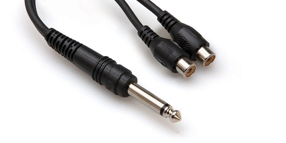 hosa cables and connectors hosa ypr103 mono 1/4 inch male to dual rca female splitter cable - 5 cm
