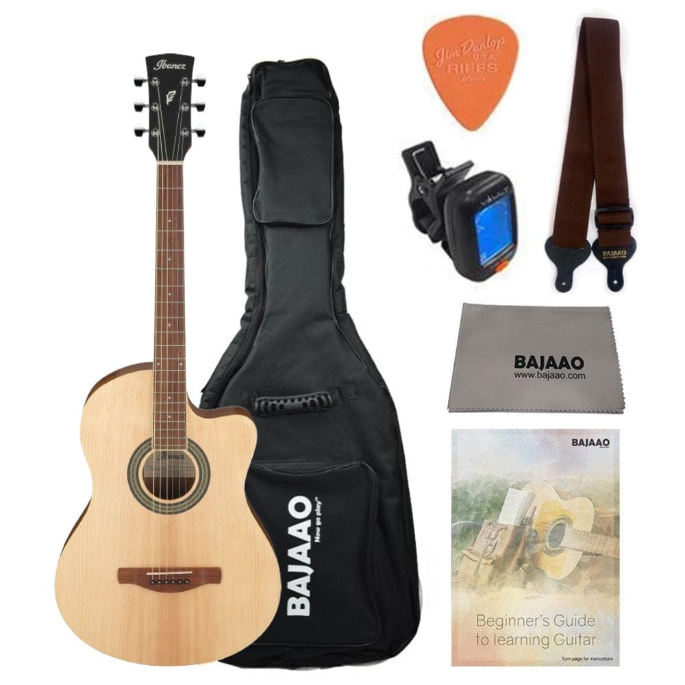 Ibanez Acoustic Guitars Natural / BUNDLE Ibanez MD39C 39 inch Cutaway Acoustic Guitar with Strap, Picks, Polishing Cloth & Ebook