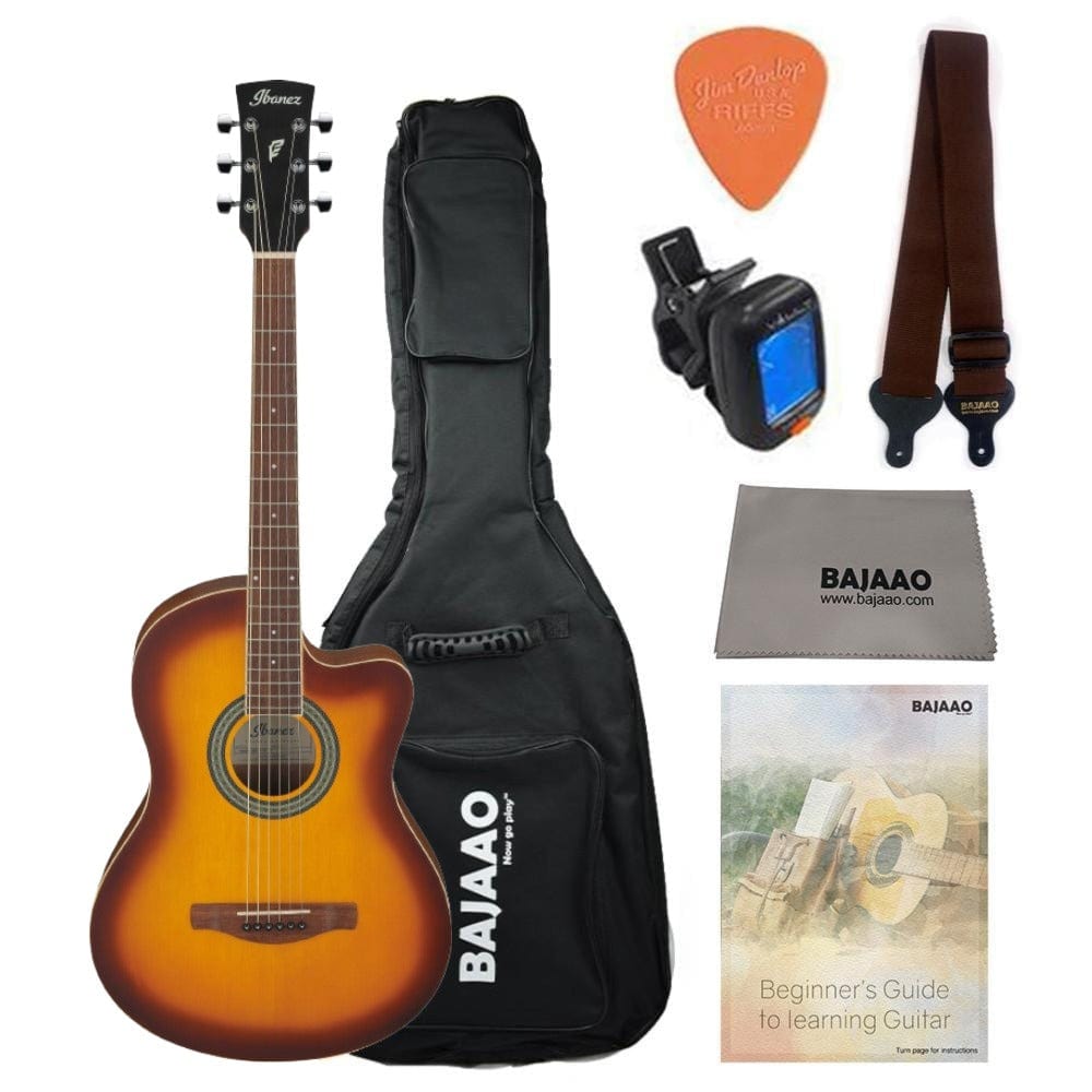 Ibanez Acoustic Guitars Sunburst / BUNDLE Ibanez MD39C 39 inch Cutaway Acoustic Guitar with Strap, Picks, Polishing Cloth & Ebook